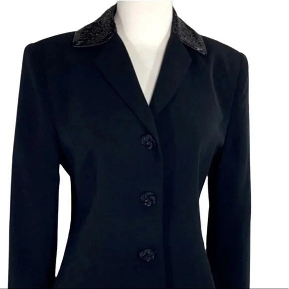 Evan-Picone Dress 8 black sequined collar/button elegant blazer - Picture 2 of 9